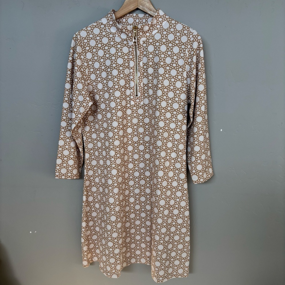 NWOT Spartina 449 Nora Half Zip Dress Garden House Size Large Peru Cotton Knit